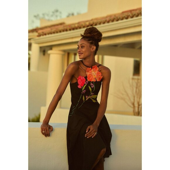 Anthropologie Dresses & Skirts - Anthropologie Yukiko Noritake Asymmetrical Floral Midi Dress Size Small Y2K